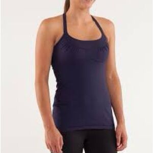 Lululemon Scoop Me Up Navy Blue Tank Top Built in Bra Medium Athletic Lounge Gym